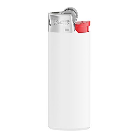 Werbeartikel BIC® J25 Standard Feuerzeug – Weiss-Weiss-Rot-hellgrau – mit Logo bedruckt