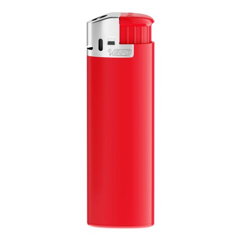 Werbeartikel BIC® J38 Chrome Hood Feuerzeug – Rot-Rot-Rot-hellgrau – mit Logo bedruckt