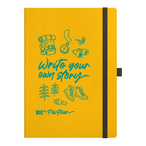 Nachhaltiger Werbeartikel BIC® Partner A5 FruitCover – Gelb Liniertes Papier – mit Logo bedruckt