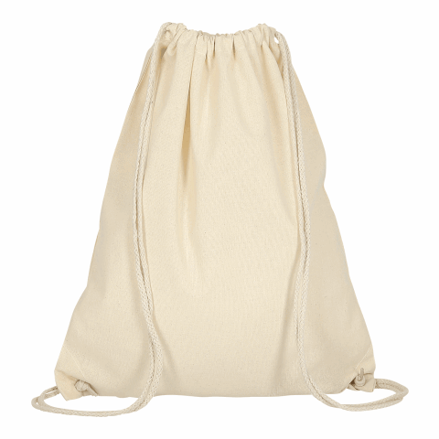 Werbeartikel TEXXILLA Turnbeutel, ca. 140 g/m² – beige – mit Logo bedruckt