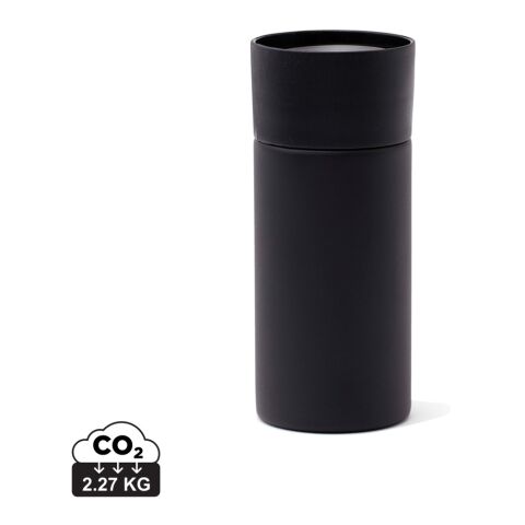 Werbeartikel VINGA Otis 300 ml Coffee-to-go Thermobecher aus Edelstahl mit Einhand-Verschluss 6h isolierend – schwarz – mit Logo bedruckt