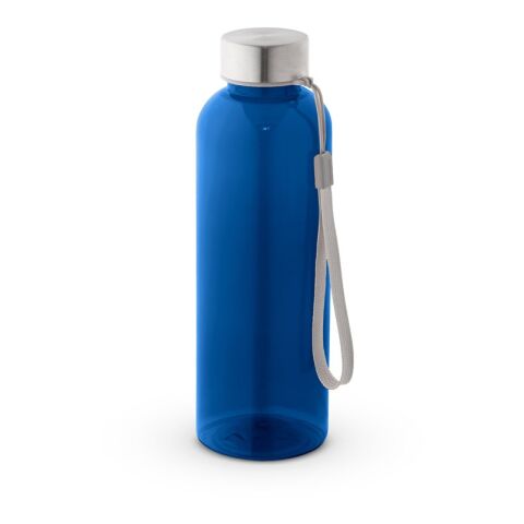 Werbeartikel ENDERS M. Trinkflasche (600 ml) aus recyceltem PET (100% rPET) mit glänzender transluzenter Oberfläche – Blau – mit Logo bedruckt