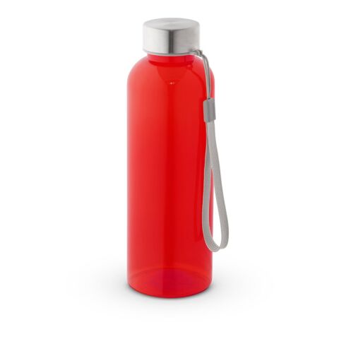 Werbeartikel ENDERS M. Trinkflasche (600 ml) aus recyceltem PET (100% rPET) mit glänzender transluzenter Oberfläche – Rot – mit Logo bedruckt