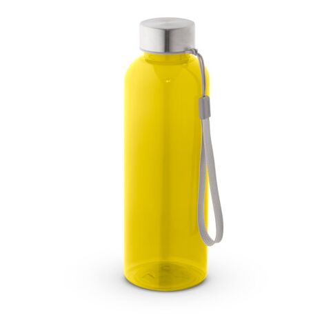 Werbeartikel ENDERS M. Trinkflasche (600 ml) aus recyceltem PET (100% rPET) mit glänzender transluzenter Oberfläche – Gelb – mit Logo bedruckt