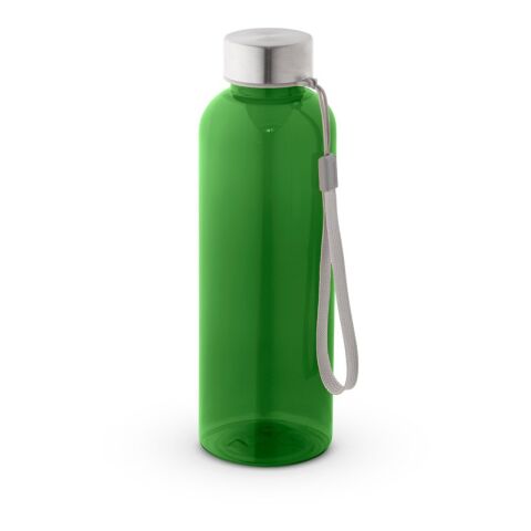 Werbeartikel ENDERS M. Trinkflasche (600 ml) aus recyceltem PET (100% rPET) mit glänzender transluzenter Oberfläche – Grün – mit Logo bedruckt