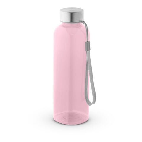 Werbeartikel ENDERS M. Trinkflasche (600 ml) aus recyceltem PET (100% rPET) mit glänzender transluzenter Oberfläche – Hellrosa – mit Logo bedruckt