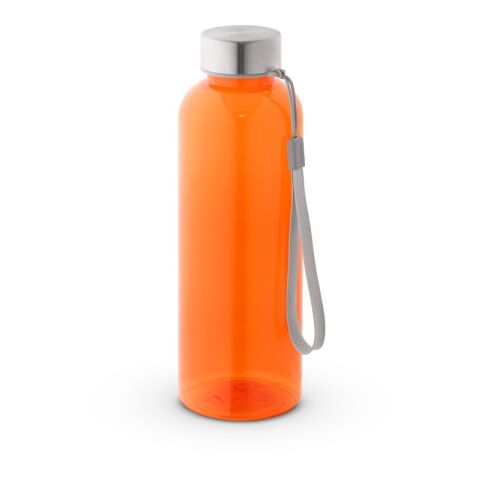 Werbeartikel ENDERS M. Trinkflasche (600ml) aus recyceltem PET (100% rPET) mit glänzender transluzenter Oberfläche – Orange – mit Logo bedruckt