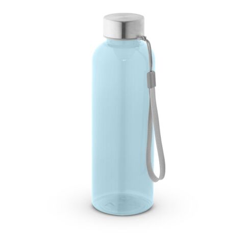 Werbeartikel ENDERS M. Trinkflasche (600 ml) aus recyceltem PET (100% rPET) mit glänzender transluzenter Oberfläche – Wasserblau – mit Logo bedruckt