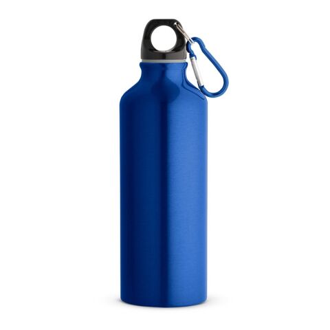 Nachhaltiger Werbeartikel RE-LANDSCAPE M. Flasche aus recyceltem Aluminium (100% rAL) 530 ml mit Karabiner – Königsblau – mit Logo bedruckt