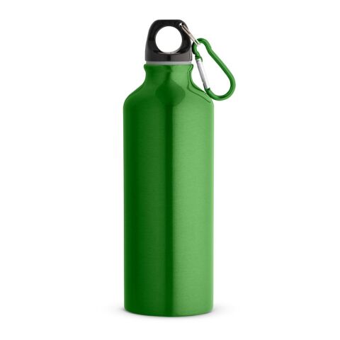 Nachhaltiger Werbeartikel RE-LANDSCAPE M. Flasche aus recyceltem Aluminium (100% rAL) 530 ml mit Karabiner – Hellgrün – mit Logo bedruckt