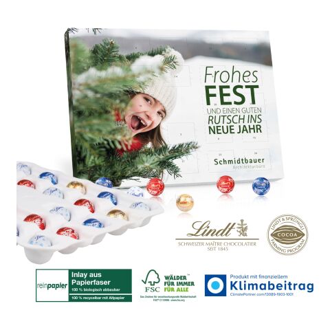 Tisch-Adventskalender Lindt Organic, Klimaneutral, FSC®, Inlay biologisch abbaubar und kompostierbar ohne Werbeanbringung