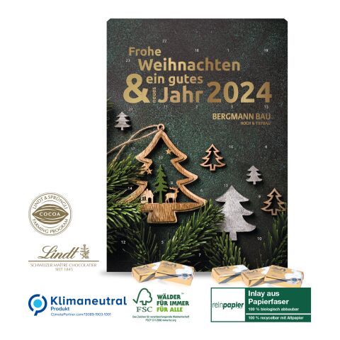 Jubiläums Wand-Adventskalender Lindt Select Edition Organic, Klimaneutral, FSC® 4C Digital-/Offsetdruck