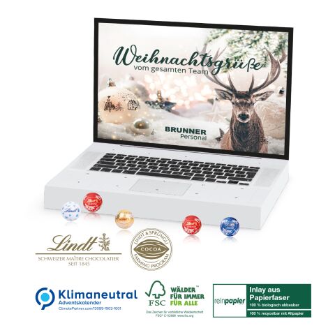Adventskalender Laptop Organic Lindt Minis, Klimaneutral, FSC® 4C Digital-/Offsetdruck