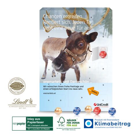 Wand-Adventskalender Lindt „Gourmet Edition“ Organic Minis, Klimaneutral, FSC® ohne Werbeanbringung