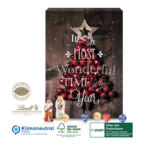 Wand-Adventskalender Lindt „Gourmet Edition“ Organic, Klimaneutral, FSC® 4C Digital-/Offsetdruck