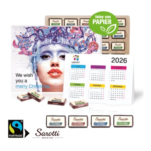 „2 In 1“ Marken-Adventskalender Sarotti Mit Jahresplaner, Inlay Aus Papier bunt | 4C Digital-/Offsetdruck