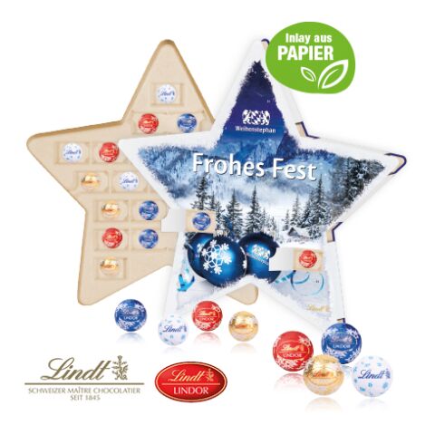 Adventskalender &quot;Stern&quot; Mit Lindt Schokolade bunt | 4C Digital-/Offsetdruck