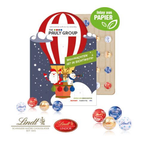 Adventskalender &quot;Individuelle Kalenderform&quot; Mit Lindt Schokolade bunt | 4C Digital-/Offsetdruck