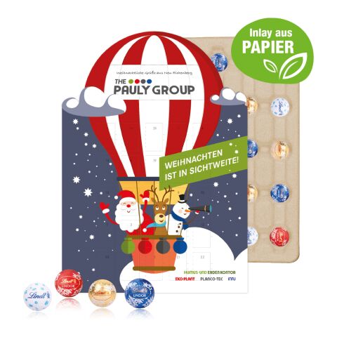 Adventskalender "individuelle Kalenderform" mit Lindt Schokolade, Inlay aus Papier