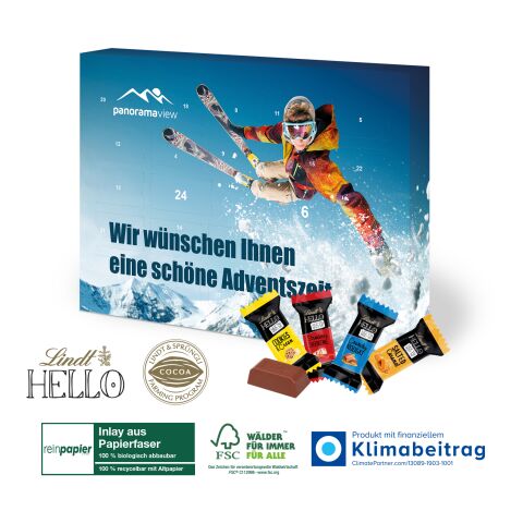 Adventskalender Lindt „HELLO“ Mini Stick Mix, Inlay aus Papierfaser bunt | 4C Digital-/Offsetdruck