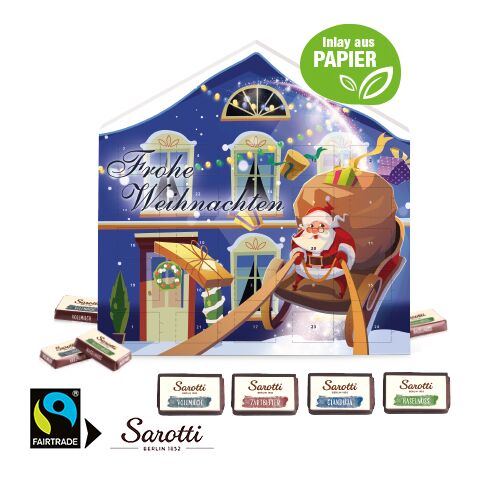 Adventskalender Weihnachtshaus &quot;Exklusiv&quot; Mit Sarotti Fairtrade® bunt | 4C Digital-/Offsetdruck