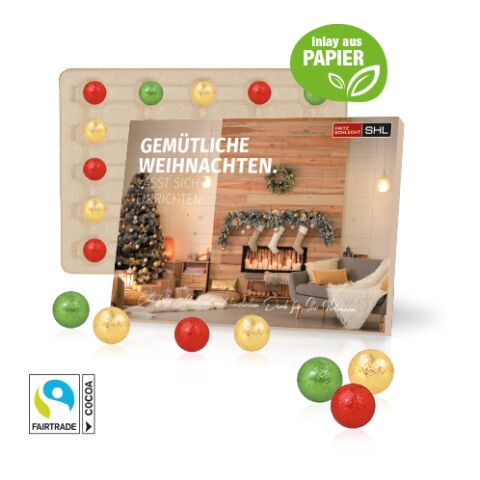 Tisch-Adventskalender Mit Fairtrade® Schokolade, Inlay Aus Papier bunt | 4C Digital-/Offsetdruck