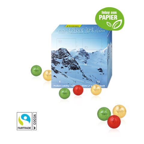 Adventskalender &quot;Cube&quot; Mit Fairtrade® Schokolade Mit Papier-Inlay bunt | 4C Digital-/Offsetdruck