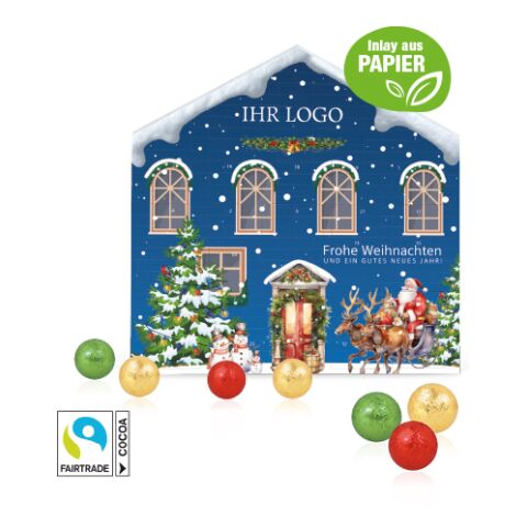 Adventskalender Weihnachtshaus &quot;Exklusiv&quot; Mit Fairtrade® Schokolade bunt | 4C Digital-/Offsetdruck