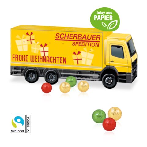 3D Adventskalender &quot;Lkw&quot; Mit Papier-Inlay bunt | 4C Digital-/Offsetdruck | Fairtrade® Schokolade