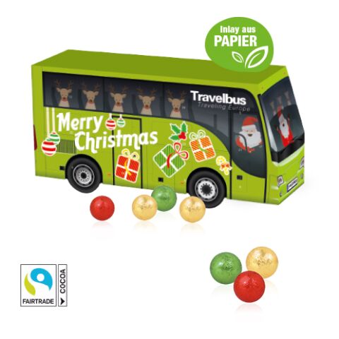3D Adventskalender &quot;Bus&quot; Mit Papier-Inlay bunt | 4C Digital-/Offsetdruck | Fairtrade® Schokolade