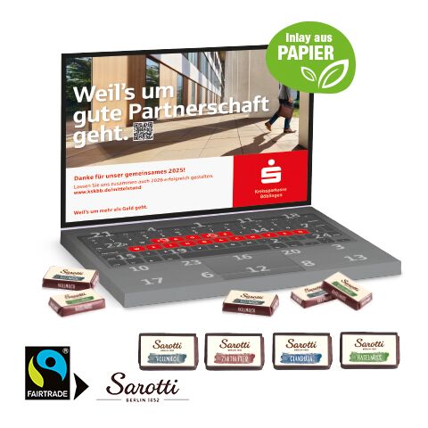 Adventskalender Laptop Mit Sarotti Fairtrade® bunt | 4C Digital-/Offsetdruck