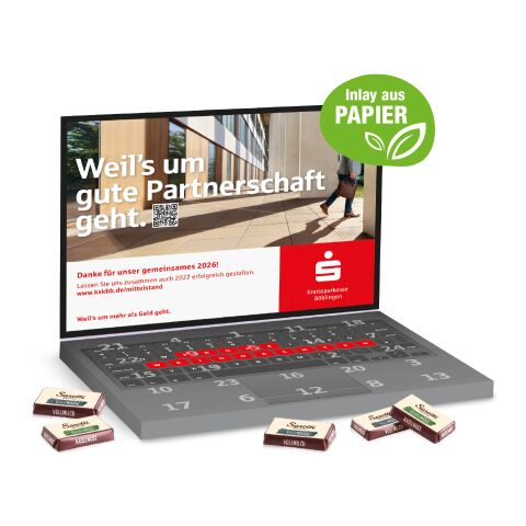 Adventskalender "Laptop" mit Sarotti Fairtrade® Schokolade, Inlay aus Papier