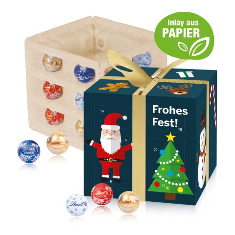 Lindt Adventskalender Cube "Geschenkzauber", Inlay aus Papier bunt | ohne Werbeanbringung