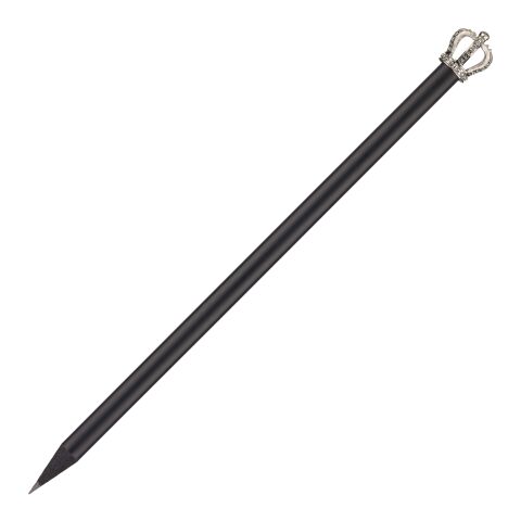 Werbeartikel Bleistift mit Krone – schwarz-silber – mit Logo bedruckt