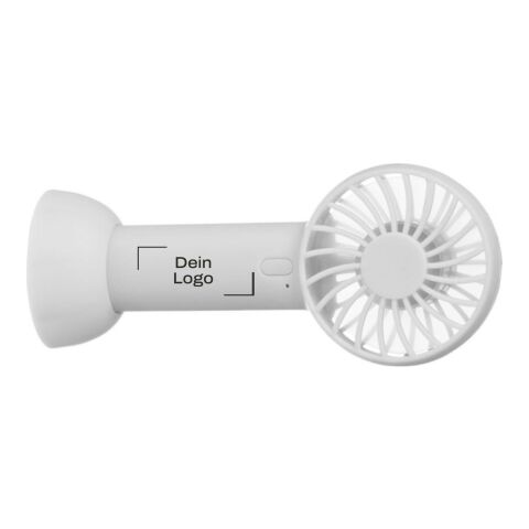 Werbeartikel Elektrischer ABS-Handventilator Oren – weiss – mit Logo bedruckt