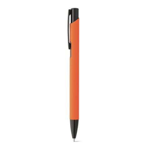 Werbeartikel POPPINS. Kugelschreiber aus Aluminium und Gummi – Orange – mit Logo bedruckt