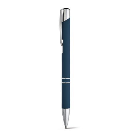 Werbeartikel BETA SOFT. Kugelschreiber aus Aluminium mit Gummifinish – Blau – mit Logo bedruckt