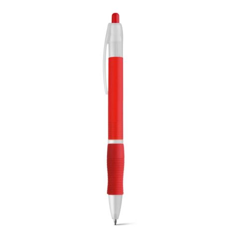 Werbeartikel SLIM BK. Kugelschreiber aus ABS mit Gummigriff – Rot – mit Logo bedruckt