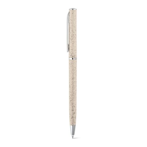 Werbeartikel DEVIN. Kugelschreiber mit Weizenstrohfaser und ABS mit Drehmechanik – Naturhell – mit Logo bedruckt