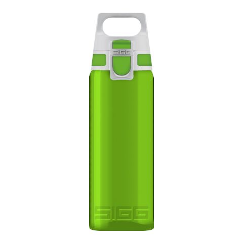 Werbeartikel SIGG Trinkflasche Total Color ONE 0.6 L Tritan Einhandbedienung auslaufsicher – grün-grau – mit Logo bedruckt