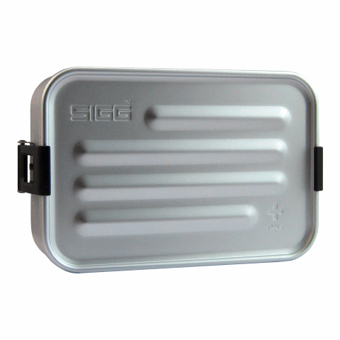 Werbeartikel SIGG Lunchbox Plus S – silber-schwarz – mit Logo bedruckt