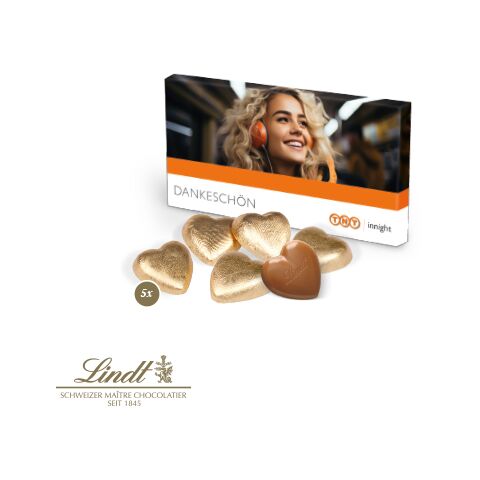 Präsentbox Mit Lindt Schokoherzen bunt | 4C Digital-/Offsetdruck