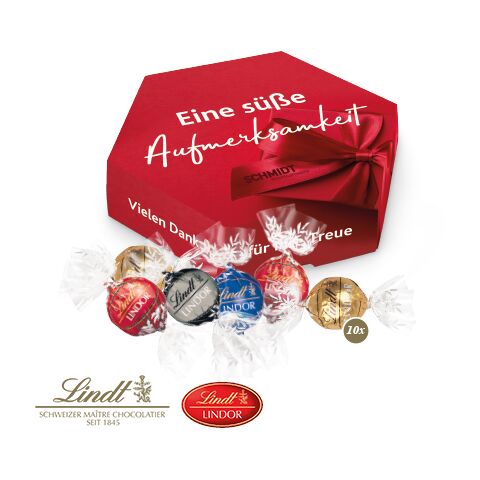 Süße Präsentbox &quot;Maxi&quot; Mit Lindor Prainés bunt | 4C Digital-/Offsetdruck