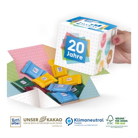Präsent „Cube“ mit Ritter SPORT, Klimaneutral, FSC® ohne Werbeanbringung