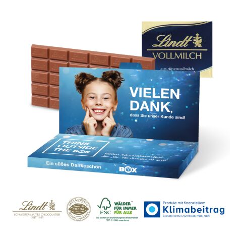 Grußkarte mit Schokoladentafel von Lindt, 100 g bunt | 4C Digital-/Offsetdruck
