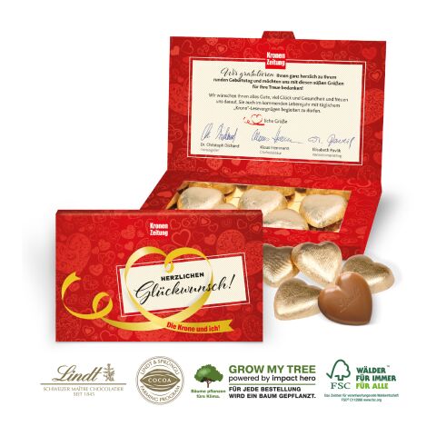 Lindt Schokoherzen in Präsentbox Business, Klimaneutral, FSC®