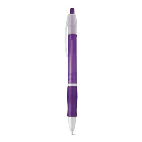 Werbeartikel SLIM. Rutschfester Kugelschreiber aus ABS mit Clip – Violett – mit Logo bedruckt