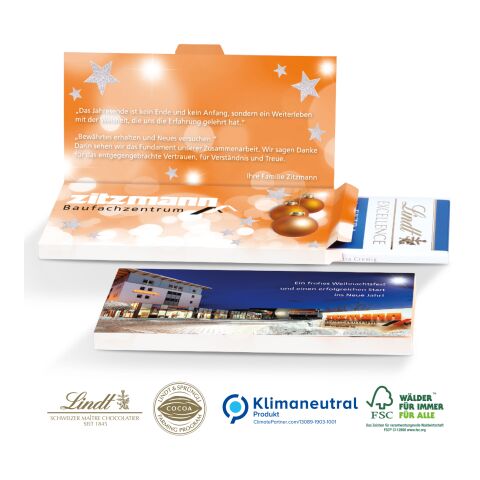 Grußkarte mit Schokoladentafel von Lindt „Excellence“, Klimaneutral, FSC® ohne Werbeanbringung
