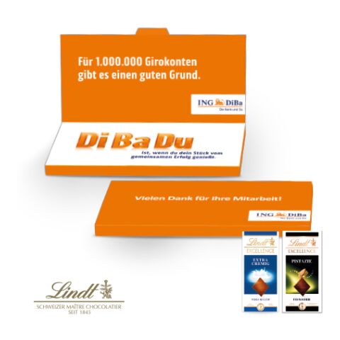 Grußkarte Mit Schokoladentafel Von Lindt bunt | 4C Digital-/Offsetdruck
