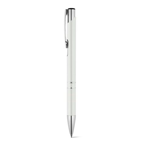 Werbeartikel BETA. Aluminium-Kugelschreiber mit Clip – Weiss – mit Logo bedruckt